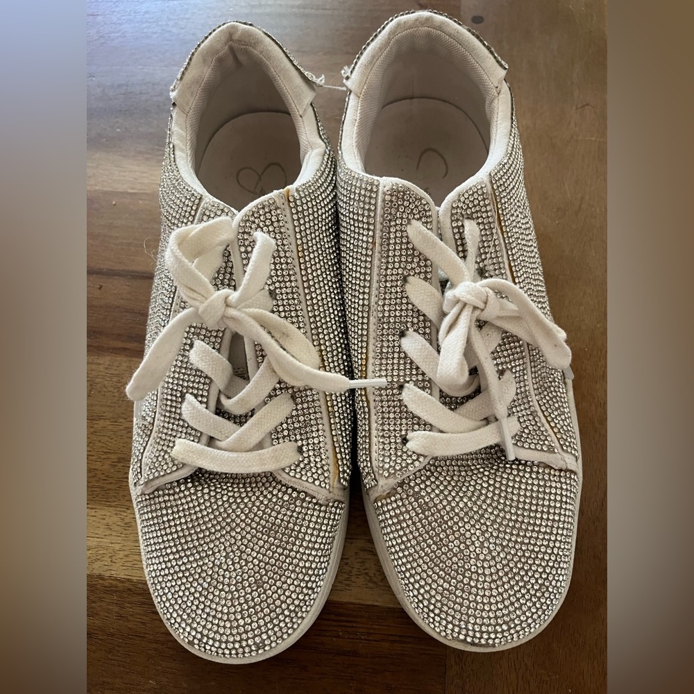 Jessica Simpson Womens Silesta Rhinestone Lace-up Platform Sneakers, Size 7M